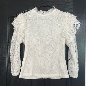 White Long Sleeve Lace Blouse